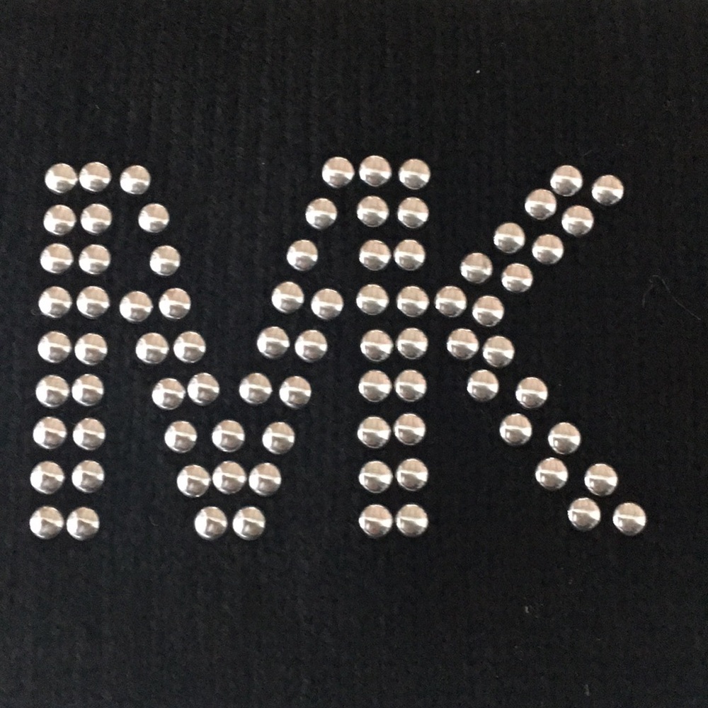 🆕Michael Kors Black Hat with (MK) in Silver studs - Picture 2 of 6